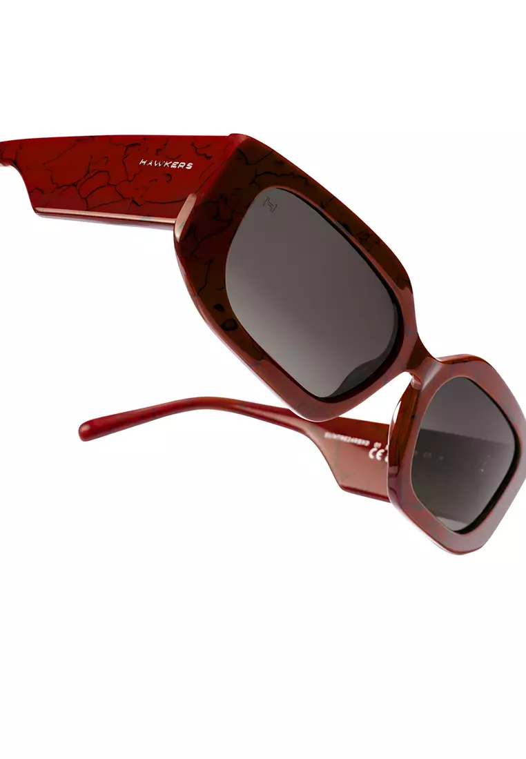 HAWKERS Red Marble Black Trendset Sunglasses For Women, Female. Official Product Designed In Spain
