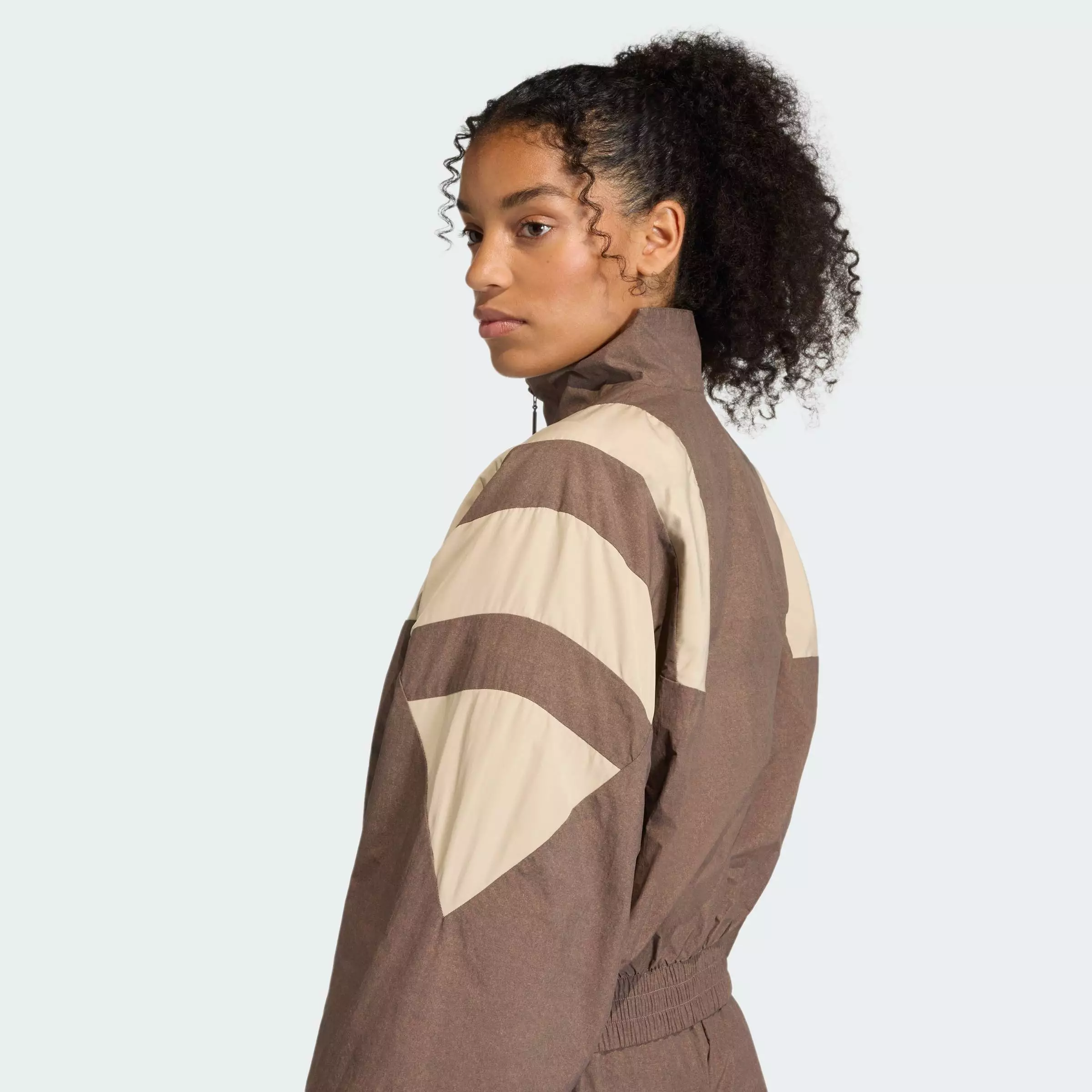 Lifestyle BLOCKED WASHED ZIPPED TRACK TOP Women Brown KD8787