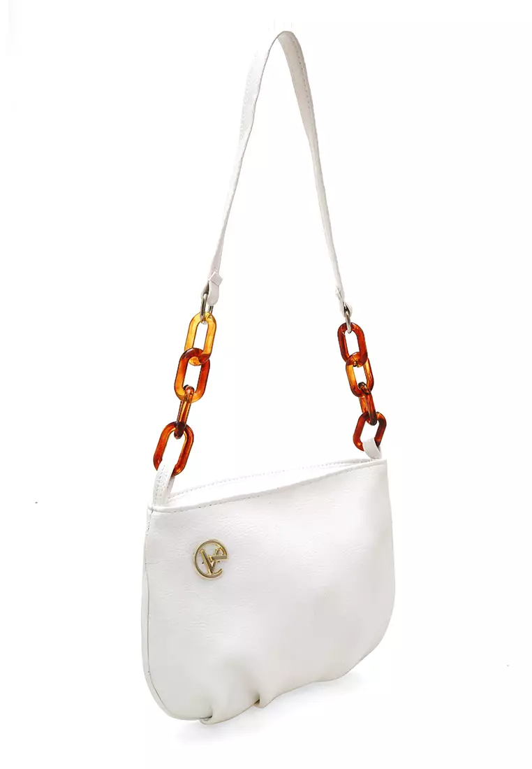 Karlina Tas Selempang Wanita Motif Polos Elegant Premium Quality - White