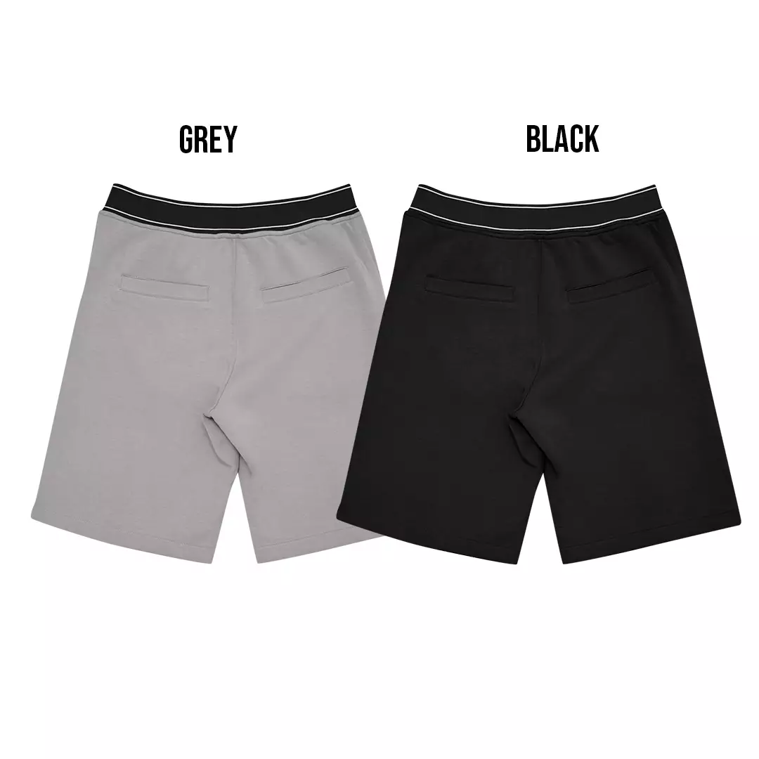 Black Waistband Double Jersey Shorts Grey