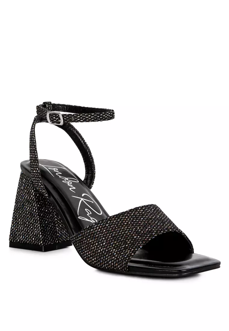 Sparkly black block heels top