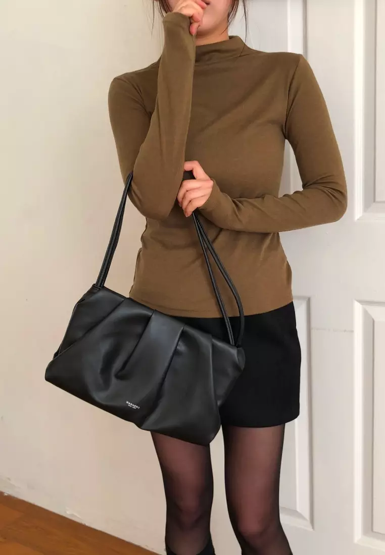 SABRINA Vegan Leather Shoulder Bag Black