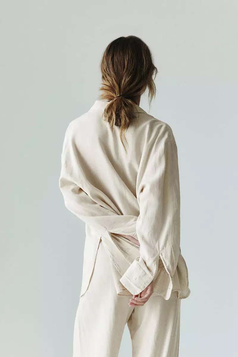 Wide linen-blend trousers