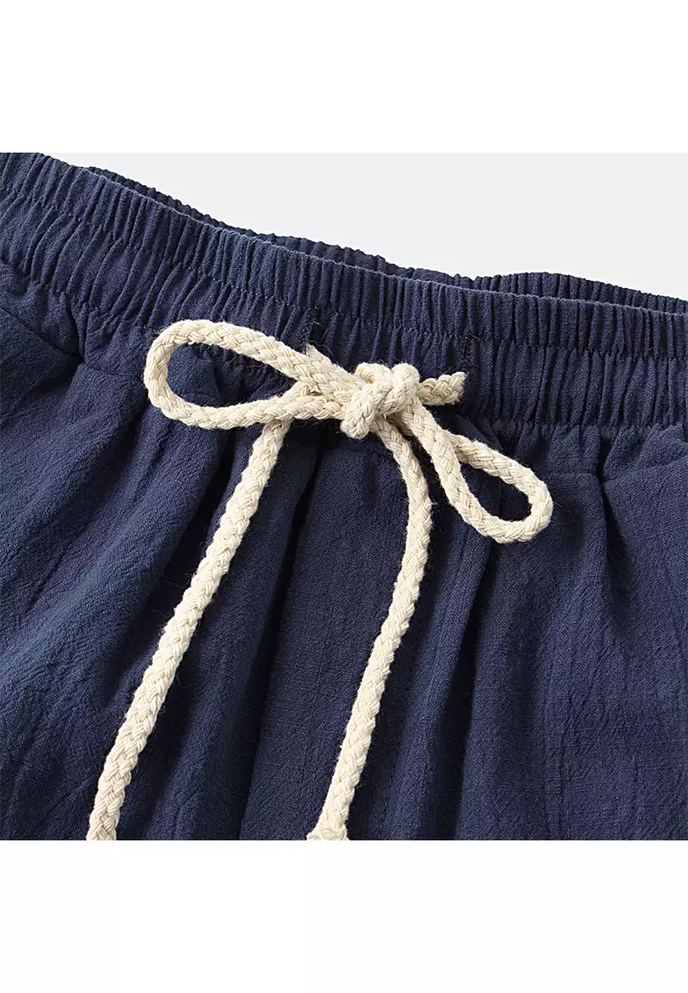 Cotton Linen Solid Color Beach Shorts YL-DK01