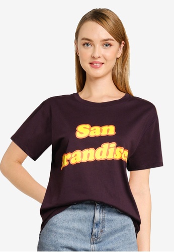 French Connection purple San Frandisco Graphic Tee 20893AABB556B8GS_1