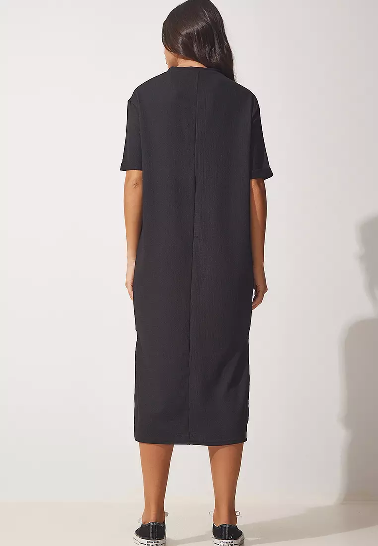 Textured Daily Knitted Midi Dress