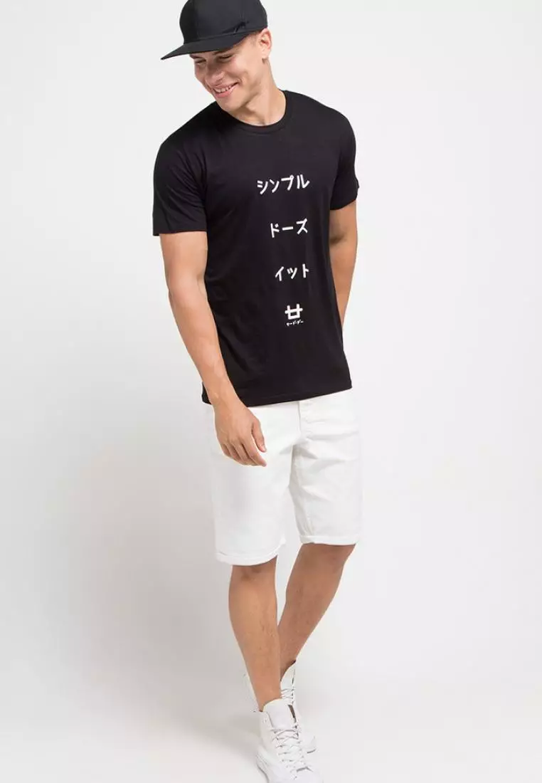 MTC81A Kaos Pria Unisex sdi katakana logo T-shirt Hitam