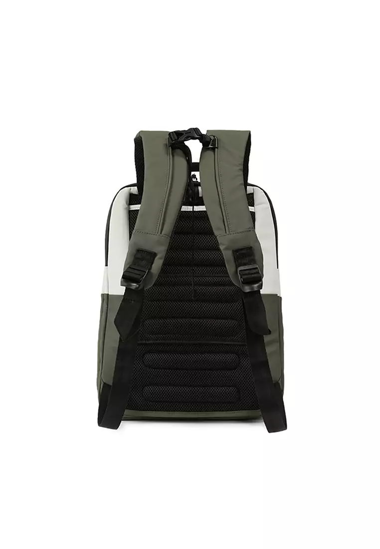 Hedgren Handle M P | Unisex 2 Comp Backpack M 15.6IN + RFID - Vaporous Grey/Olive
