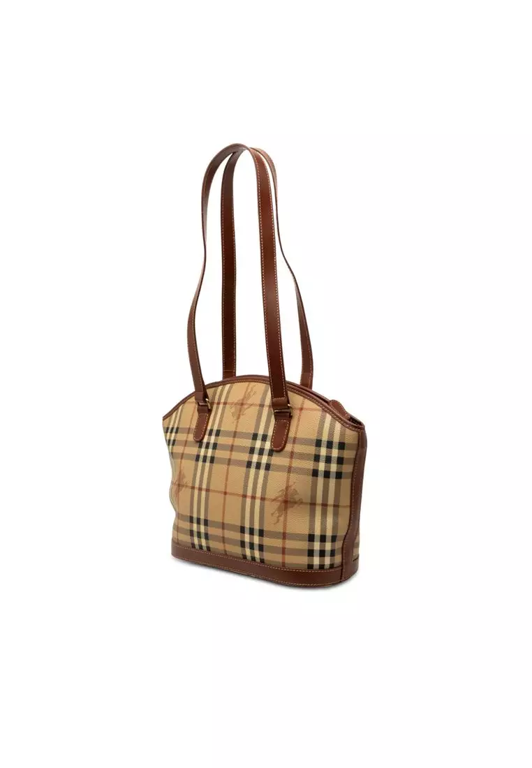 Pre-Loved Burberry Haymarket Check Coated Canvas Shoulder Bag