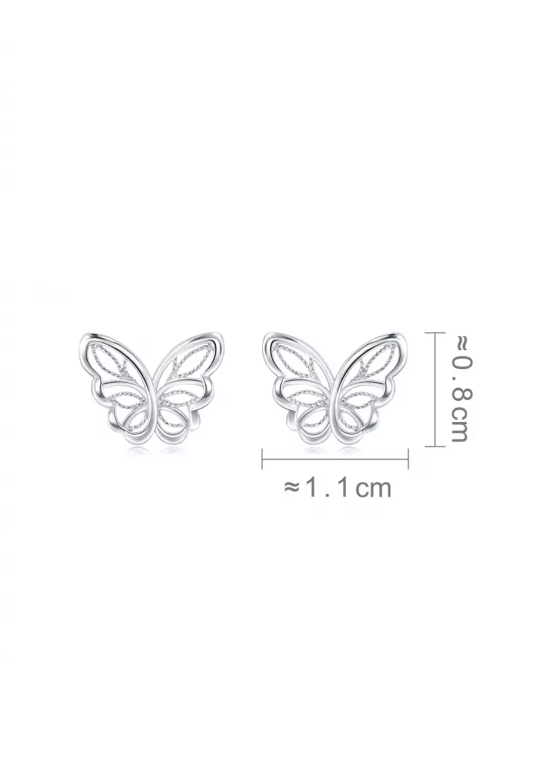 950 Platinum Lace Butterfly Stud Earrings for Women 90255E