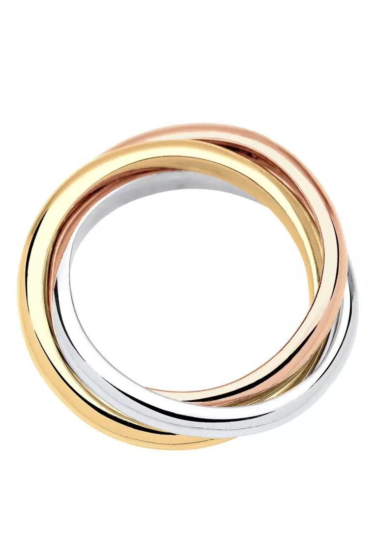 Cincin Perhiasan Perak 925 Wanita Triple Basic Tricolor