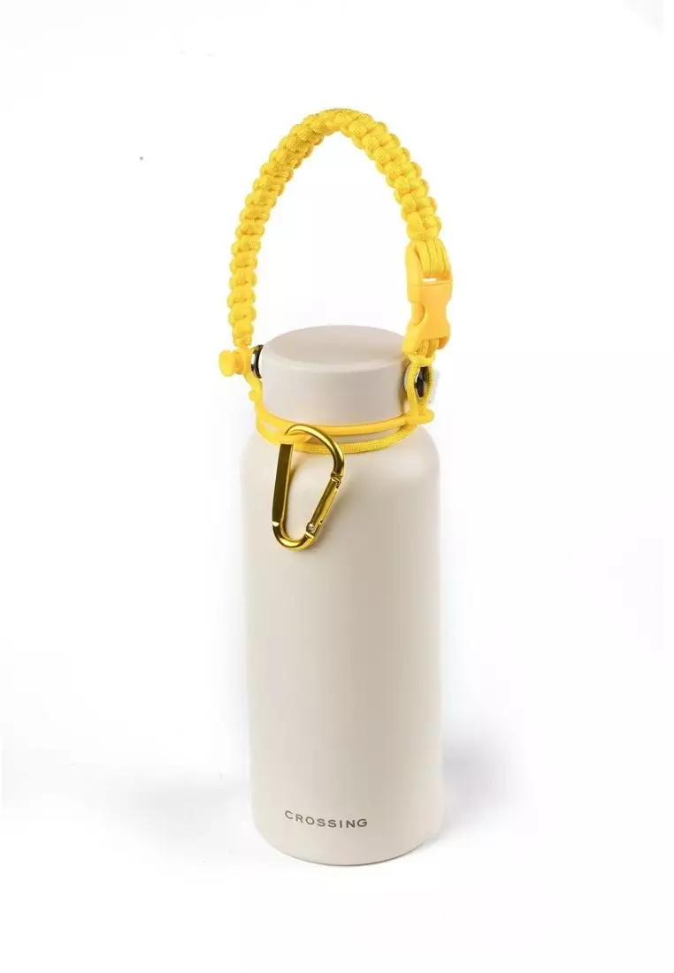 Crossing Paracord Bottle Carrier Strap with Carabiner - Yellow