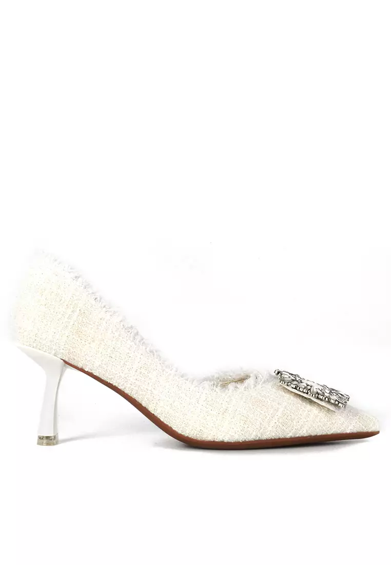 Discount on Twenty Eight Shoes  shoes - SKU: 7cm Pointy Tweed High Heel Shoes Xj275-12