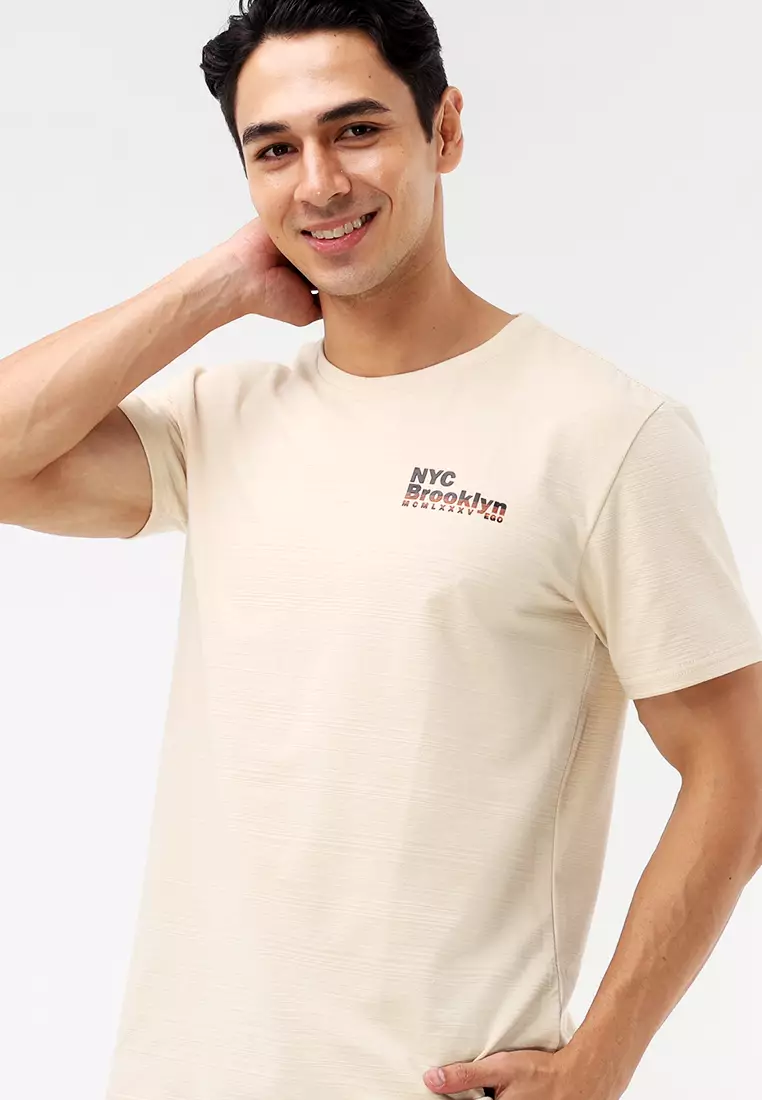 Round Neck Streaky Short Sleeves T-Shirt