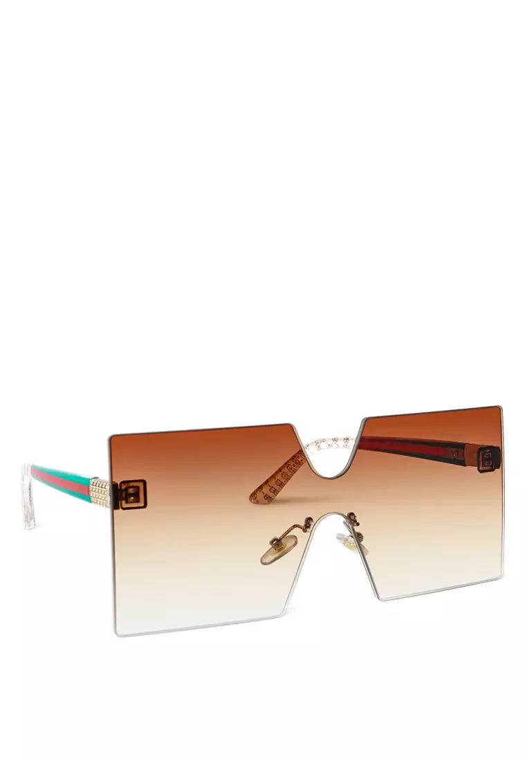 Oversized Rimless Ombre Tinted Sunglasses In Brown