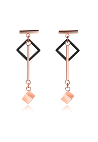Air Jewellery gold Luxurious Geometric Square Earring In Rose Gold 7C39BAC908C773GS_1