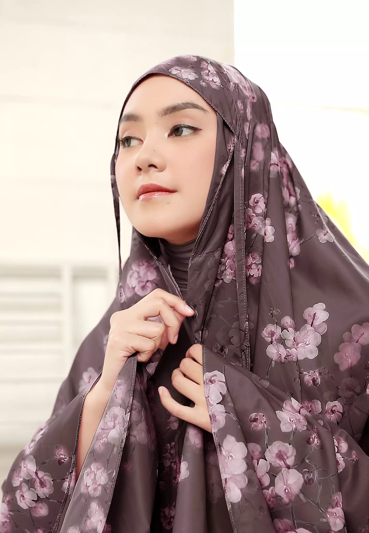 Zelena - Puspa Prayer Set | Mukena Motif 2in1 Resleting Travel - Old Purple