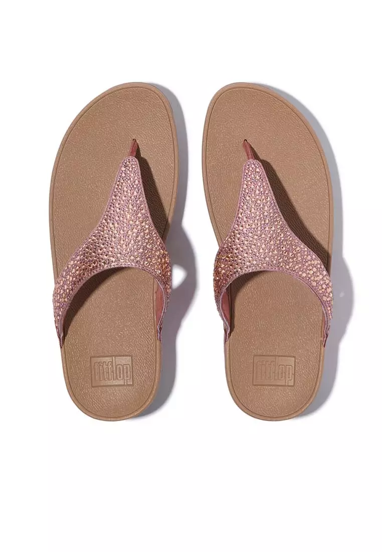 FitFlop LULU Crystal-Mix Metallic Toe-Post Sandals - Metallic Rust Rose (A4L-D60)