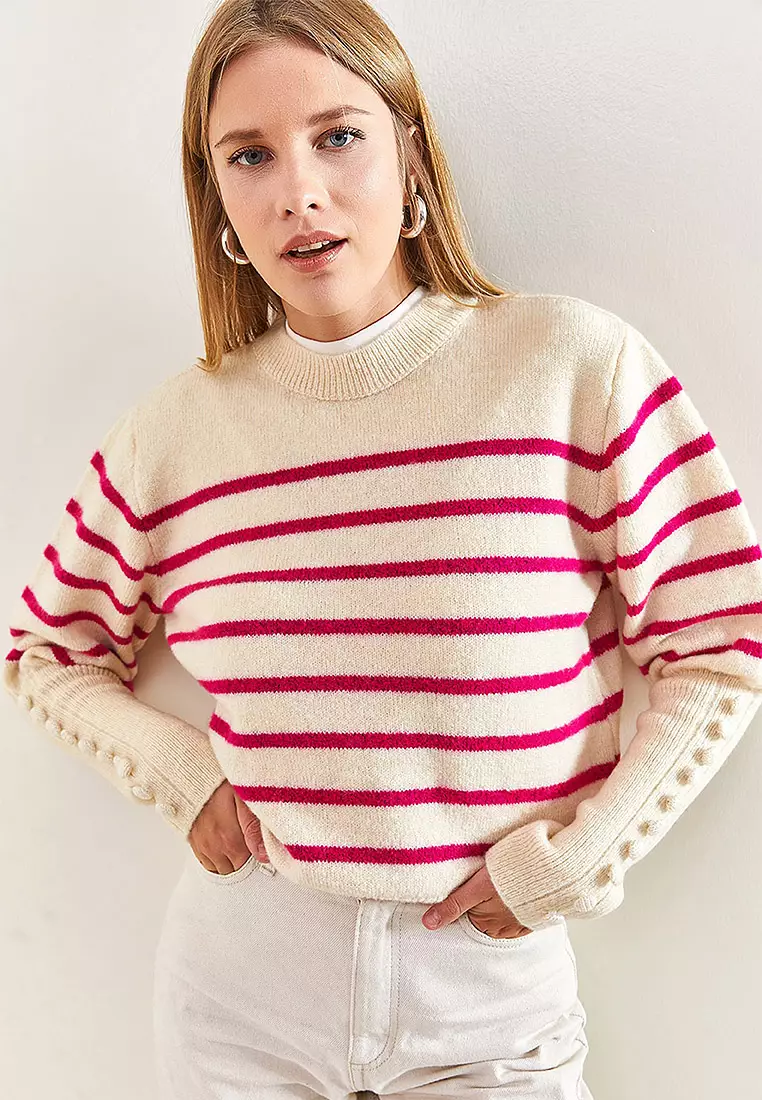 Striped Knitwear Sweater with Cufflinks