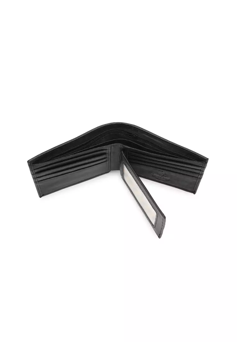 Men's RFID Blocking Tri Fold Wallet with Coin Compartment - Black