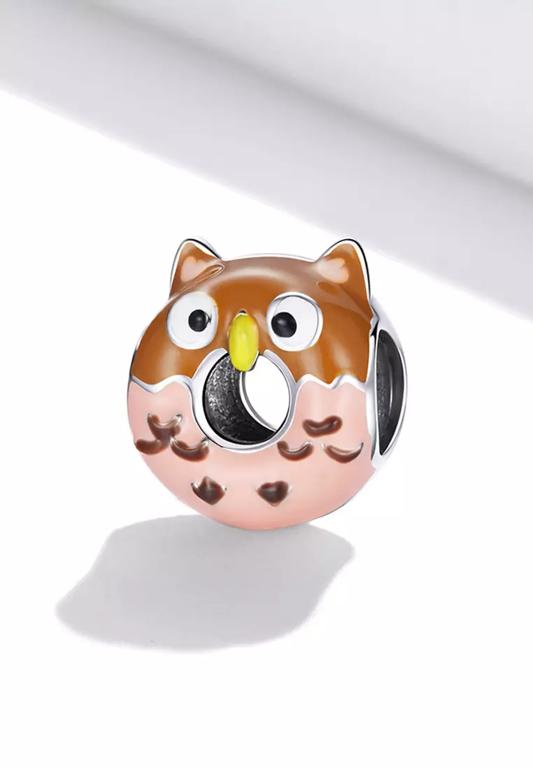 Solid 925 Sterling Silver Lovely Owl Pandora Inspired Charm