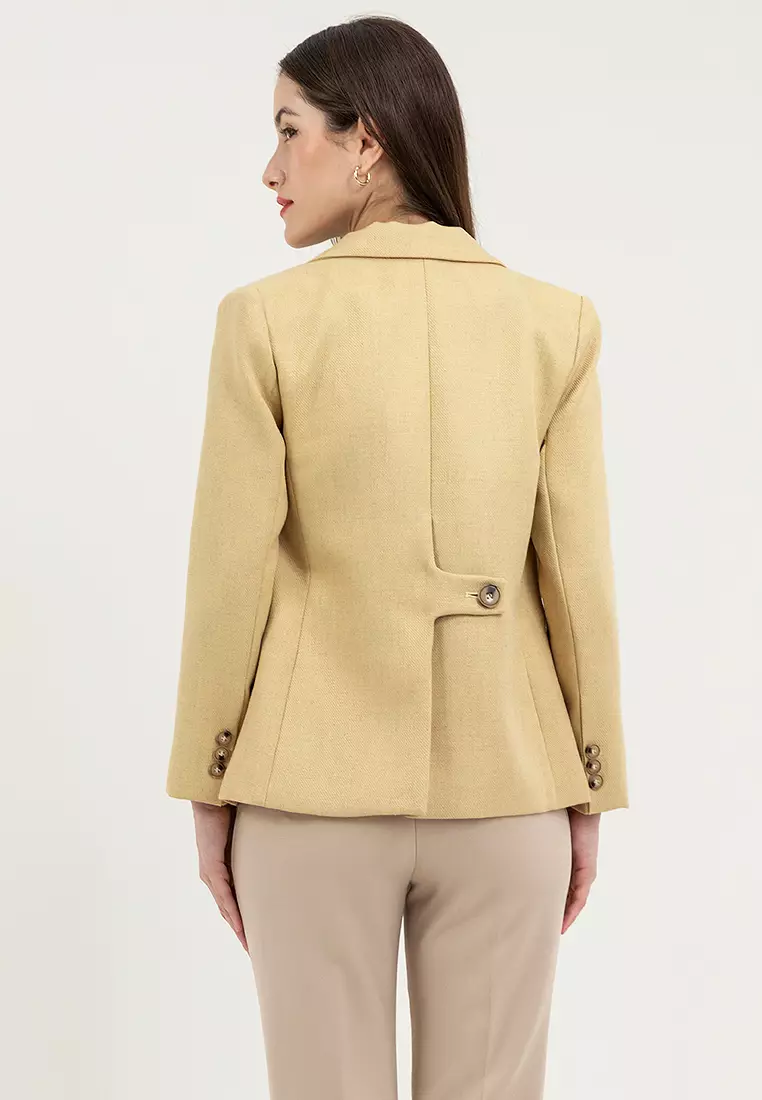 Single Button Textured Blazer