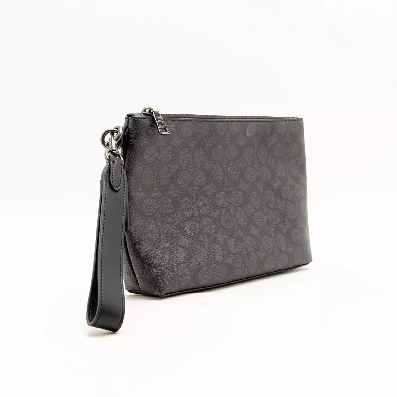Pouch In Signature Canvas Calf Leather Gunmetal/Charcoal/Black
