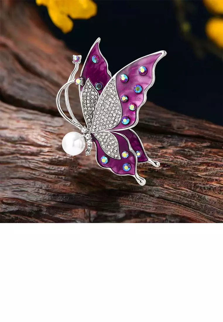 Purple butterfly brooch online