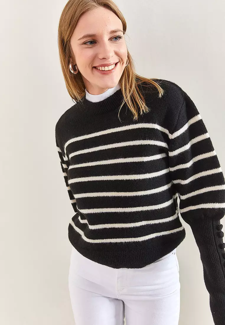 Striped Knitwear Sweater with Cufflinks