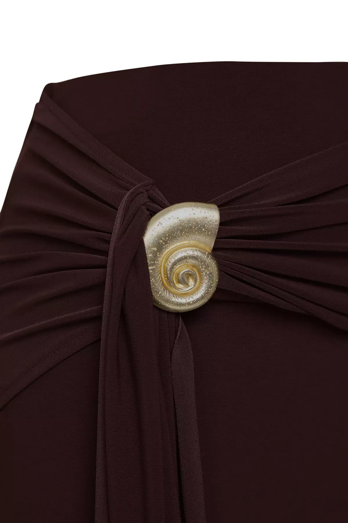 Limited Edition Brown Body-fitting Accessory Detailed Knitted Long Skirt  TPRSS25ET00004