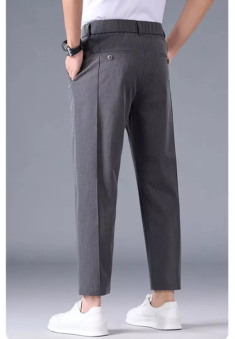 Men's Elasticated Waist Ankle Suit Pants