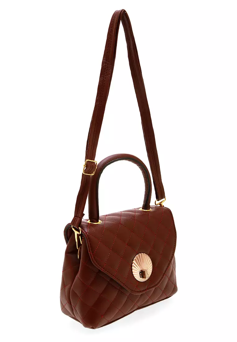 Lezya Tas Selempang Premium Tali Panjang Design Classic Woman Bag - Maroon
