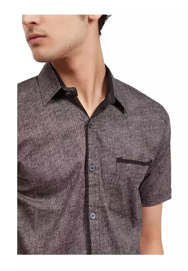 Dwan Shirt Baju Kemeja Pria Design Pastel Atasan Lengan Pendek Premium Quality ORIGINAL - Gray
