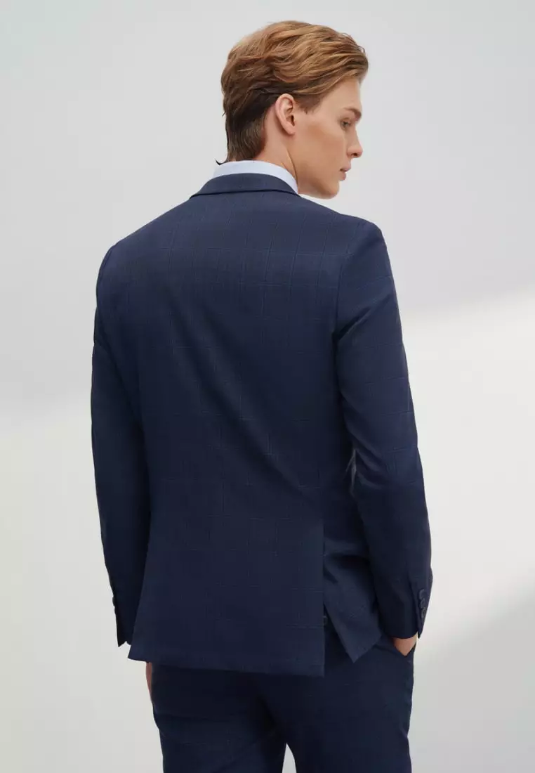 Anti-Bacterial Slim Fit Check Suit Blazer