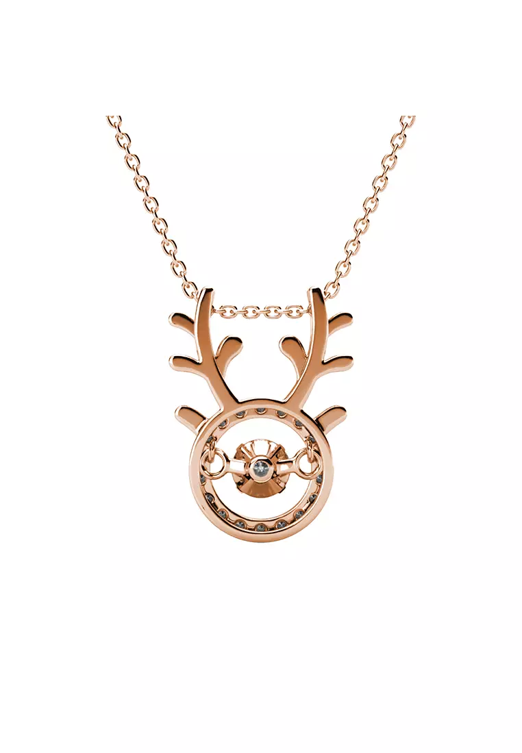 Her Jewellery Dancing Antlers Pendant (Rose Gold) - Luxury Crystal Embellishments plated with 18K Gold