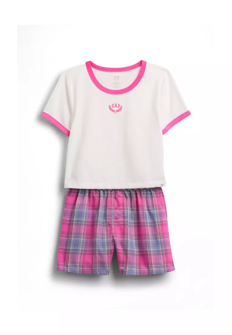Short Sleeve Flannel PJ Set
