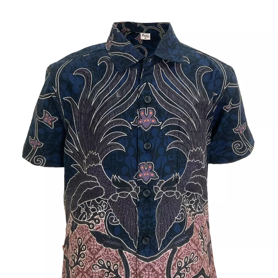 Pingu Kemeja Batik Anak Laki Laki Pendek Navy 93100934X