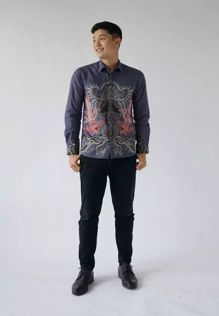 Slimfit Darvi Kemeja Batik Pria Lengan Panjang
