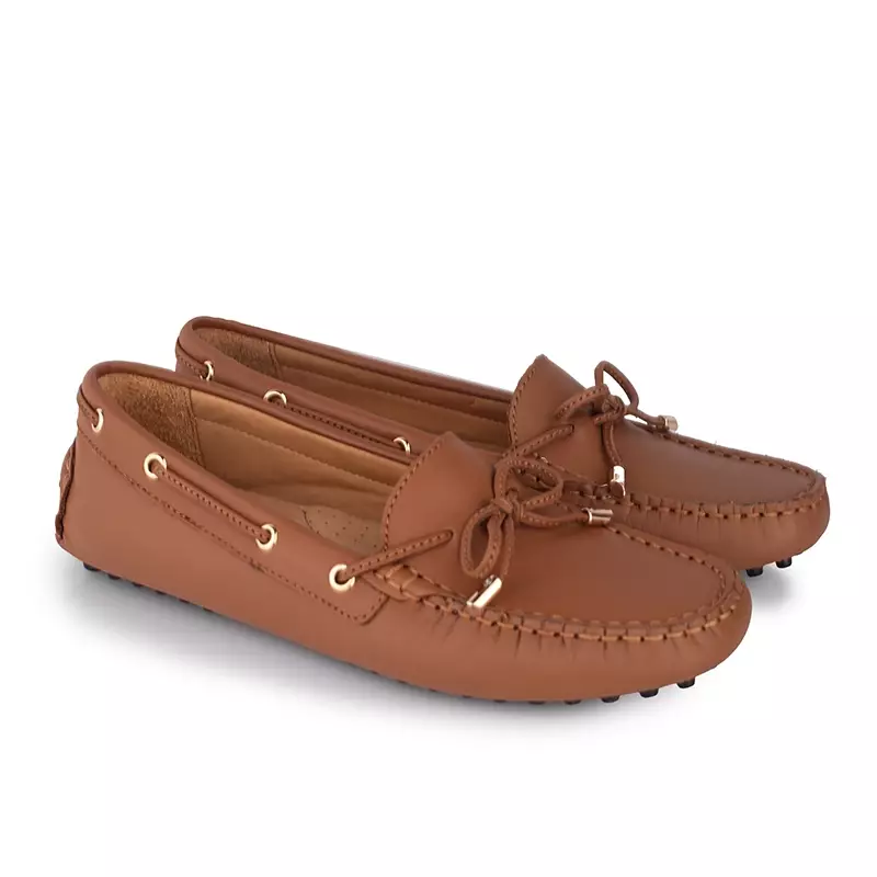 Sepatu Casual Wanita Loafer Moccasin Gino Mariani Ellen Light Brown