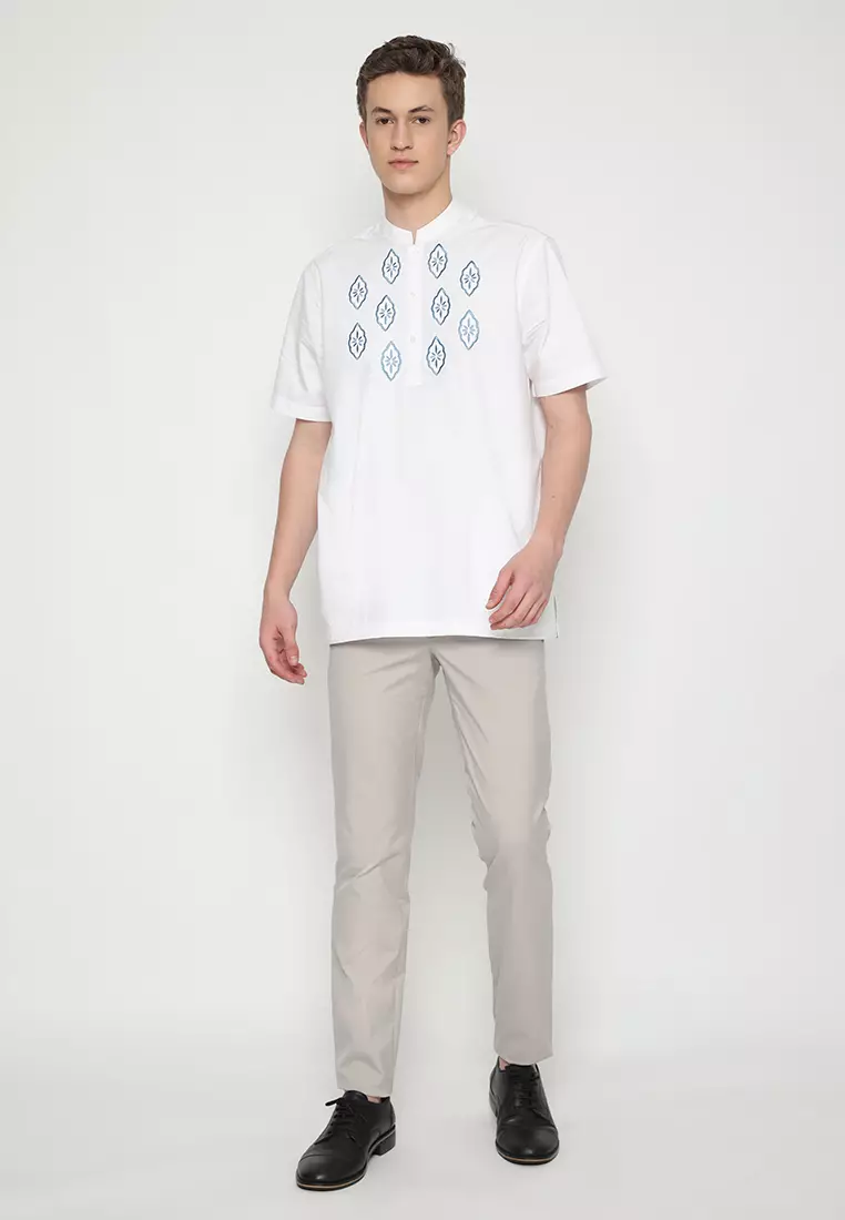 JOBB Aqeel Baju Koko Pria Lengan Pendek Regular Fit Putih