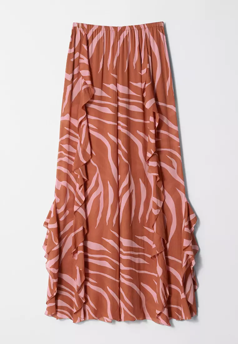 Frilled Wide-Leg Trousers