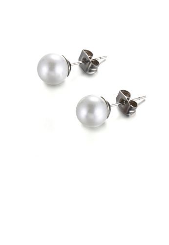 Glamorousky white Simple and Fashion Geometric 8mm Imitation Pearl 316L Stainless Steel Stud Earrings 65351ACC58E3C1GS_1