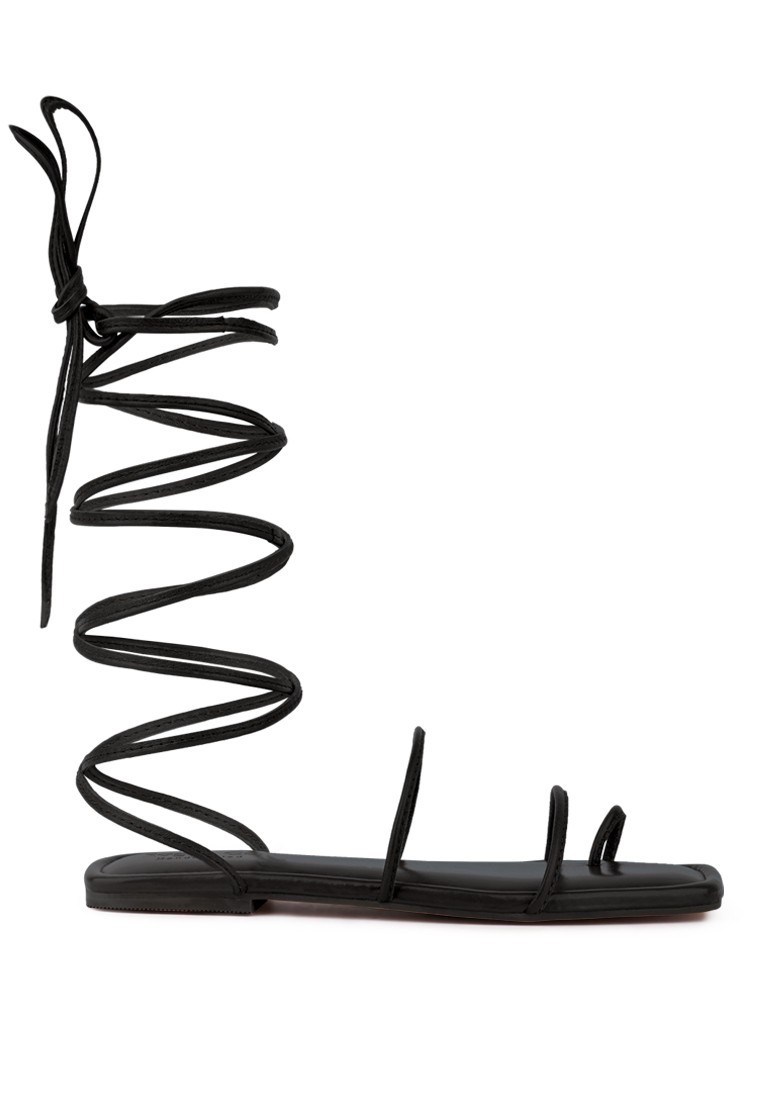 Black Essential Toe Ring Summer Leather Flats