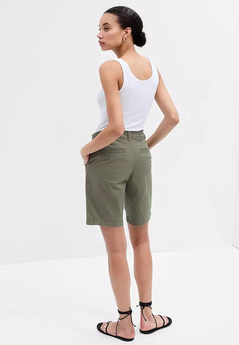 9" Mid Rise Twill Bermuda Shorts with Washwell