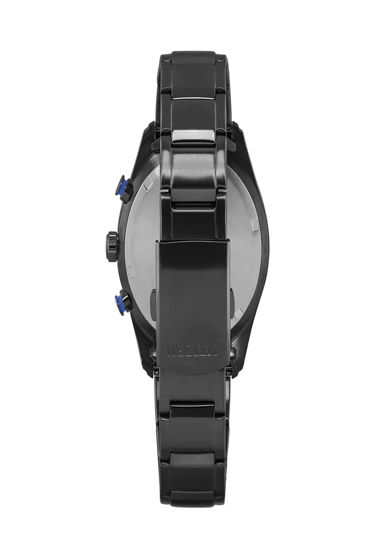 Men's Eco-Drive Chronograph Stainless Steel Bracelet with Black Ion Plating Watch- CA4485-85E