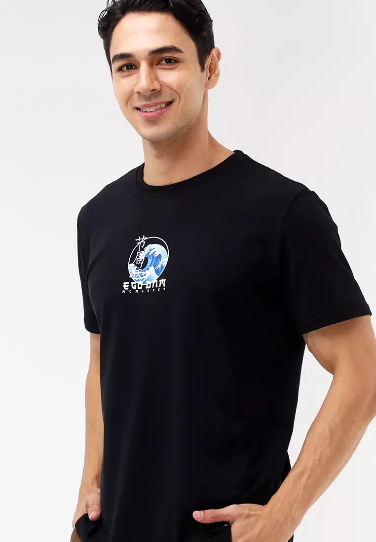 Round Neck Streaky Short Sleeves T-Shirt