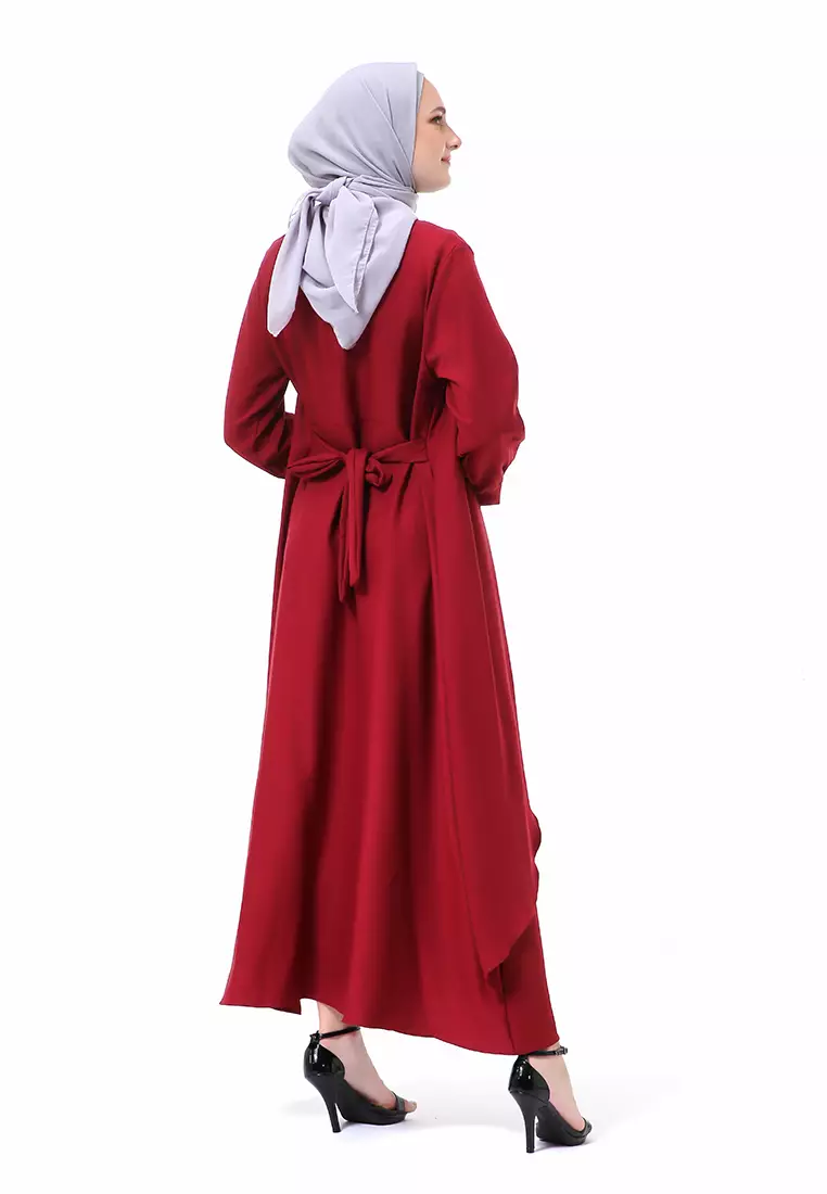 Catline Dress Gamis Jumbo Syar'i Lengan Panjang Regular Fit Premium Quality - Maroon