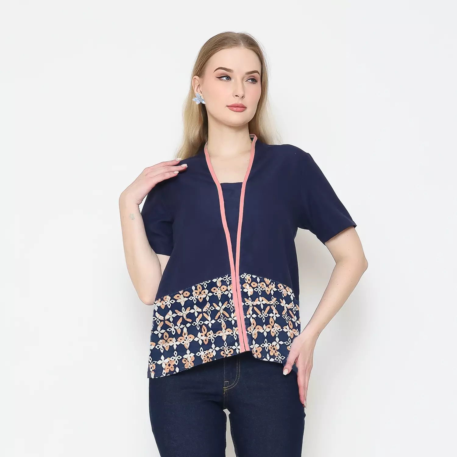 Blouse Batik Wanita - Atasan Batik - Bhatara Batik Yuki - Baju Batik Modern Lengan Pendek