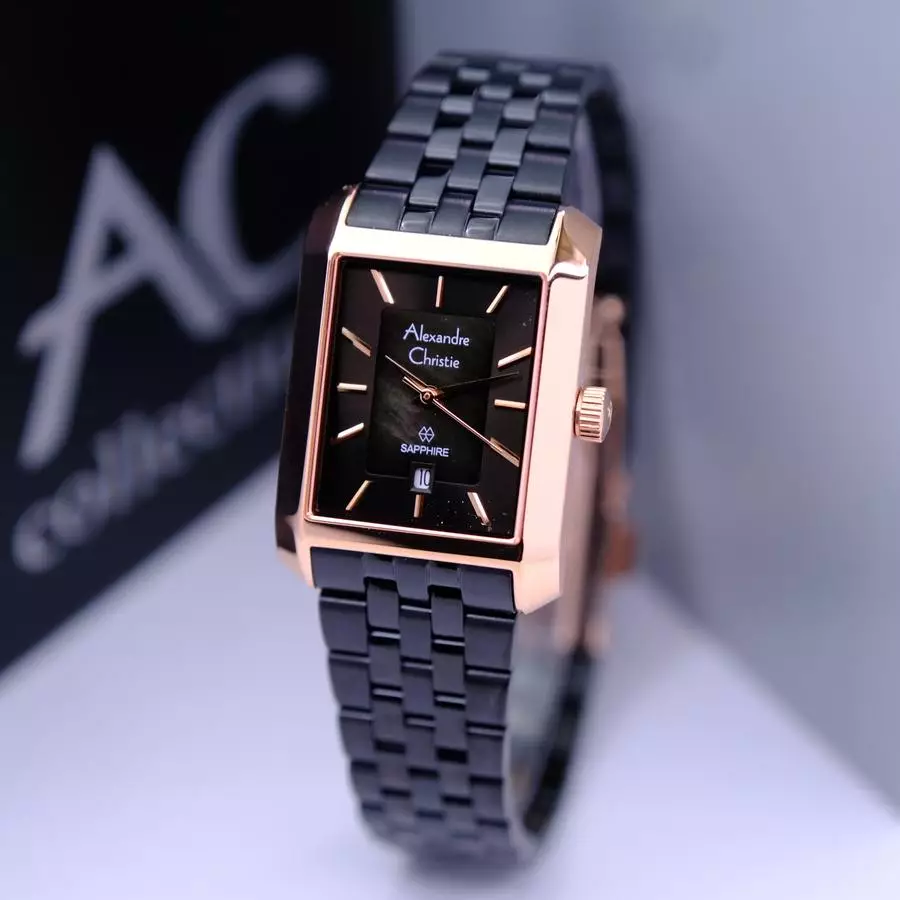 Alexandre Christie 8706 Hitam Ring Rosegold Cewek