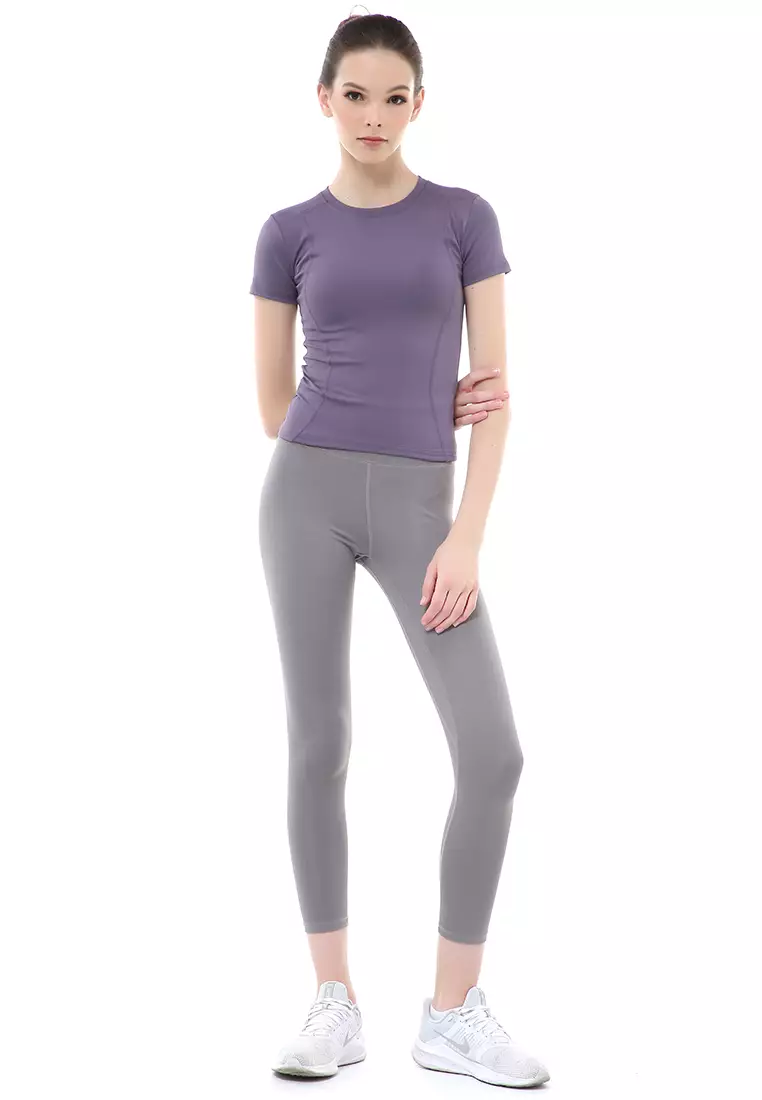 Mikayla Kaos Olahraga Wanita Simple Design Sporty T-Shirt Lengan Pendek Material Polyester ORIGINAL - Purple